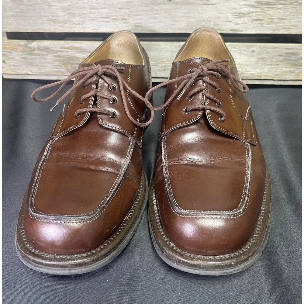 Bacco Bucci Brown Leather Lace Up Shoes 11.5 D Made In‎ Italy 6501